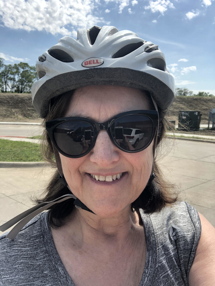 Beth Brockette in her bike helmet